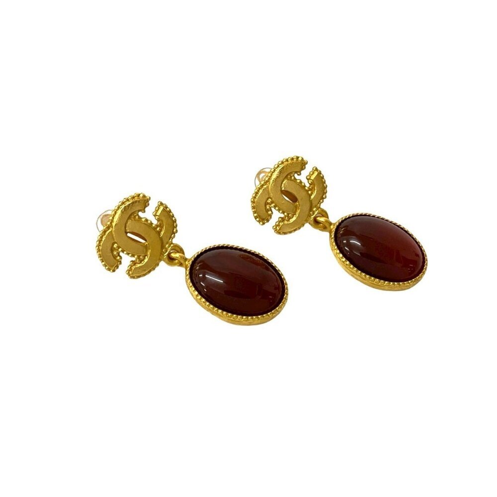 CHANEL Authentic Vintage Red Logo Earrings - Picture 4 of 6
